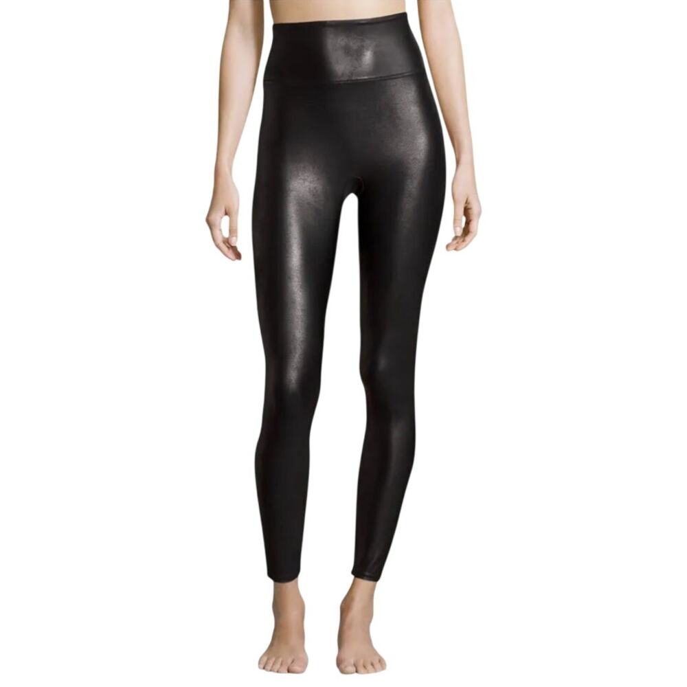 SPANX Ready To Wow Faux Leather Look Leggings 1X Black Legging Full Length Tight
